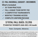 2025 Fall Baseball One Time Payment